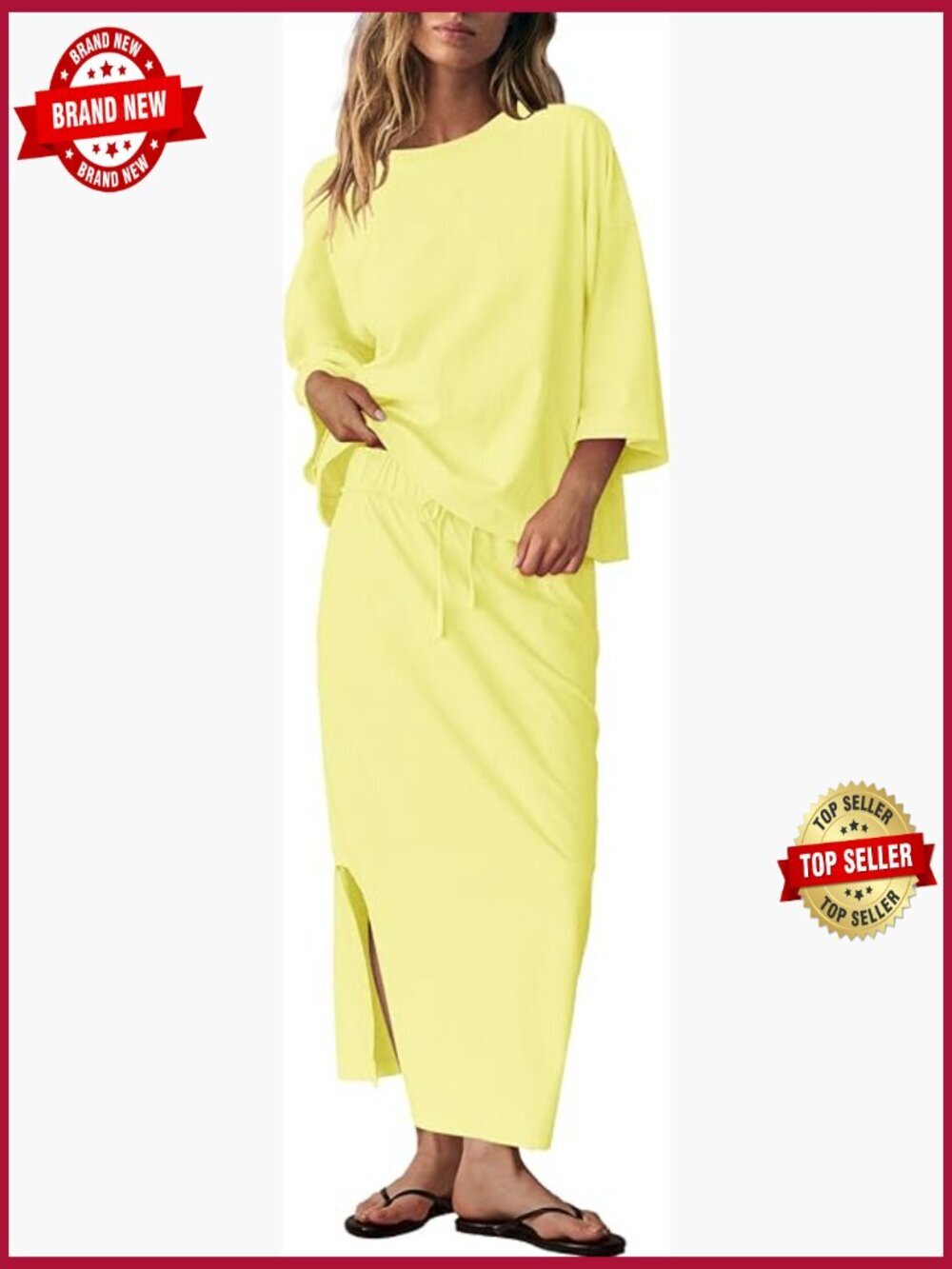 2 Piece Skirt Set Casual Lounge Maxi Dress with Pockets